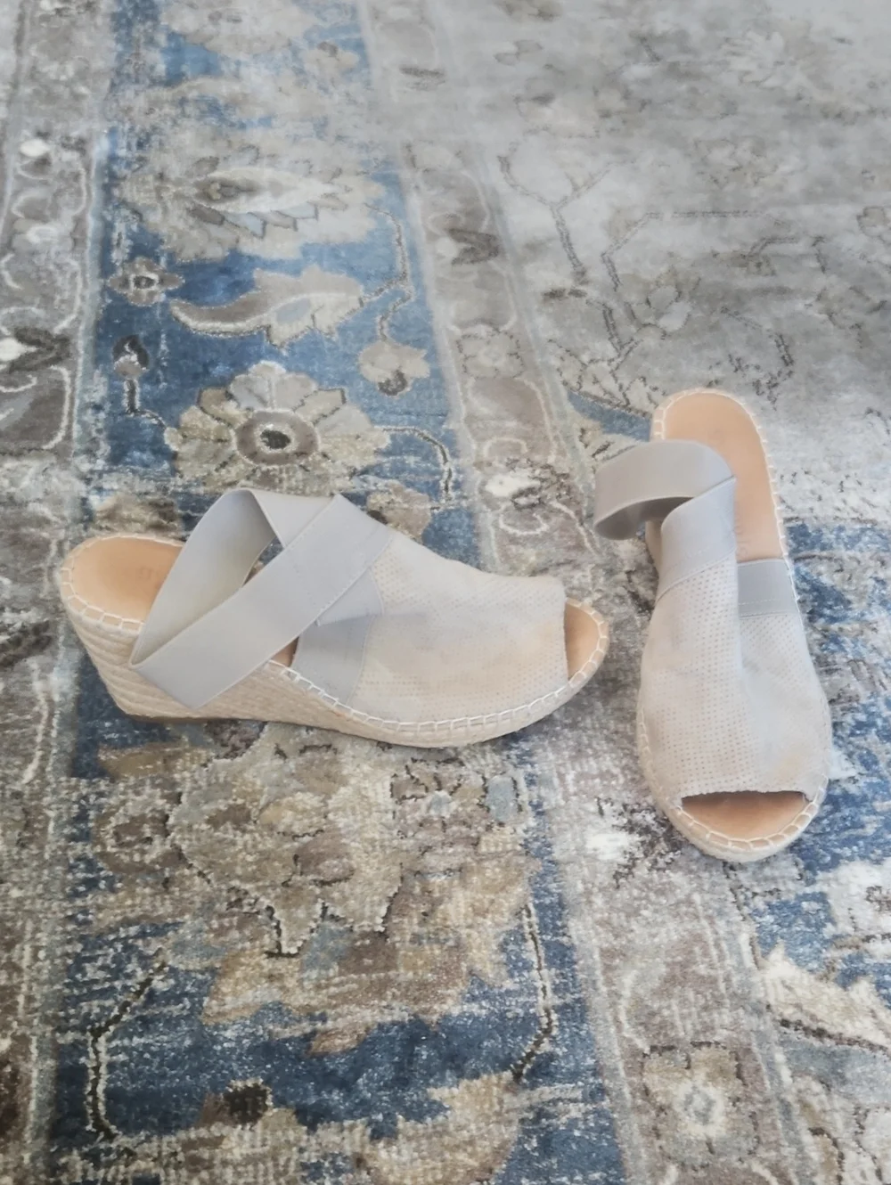 Gentle Souls Women's Neutral Espadrille Wedge Slide Sandals